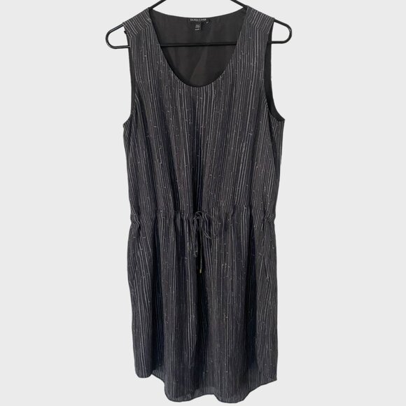Eileen Fisher Shima Printed Sleeveless Silk Crepe Dress Gray Womens Petite Small - Picture 1 of 13